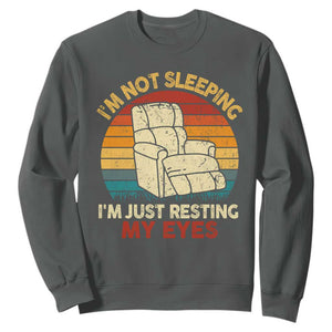 Dad Papa Grandpa Jokes Sweatshirt I'm Not Sleeping I'm Just Resting My Eyes TS10 Dark Heather Print Your Wear