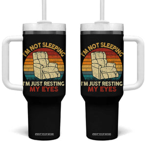 Dad Papa Grandpa Jokes Tumbler With Handle I'm Not Sleeping I'm Just Resting My Eyes TS10 One Size: 40 oz Black Print Your Wear