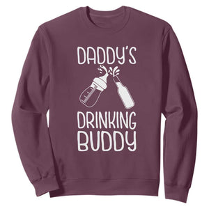 Daddy's Drinking Buddy Sweatshirt Funny Baby Shower Infants Outfit Newborn Gift TS10 Maroon Print Your Wear