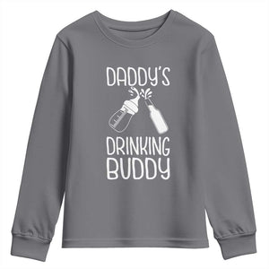 Daddy's Drinking Buddy Youth Sweatshirt Funny Baby Shower Infants Outfit Newborn Gift TS10 Charcoal Print Your Wear