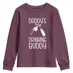 Daddy's Drinking Buddy Youth Sweatshirt Funny Baby Shower Infants Outfit Newborn Gift TS10 Maroon Print Your Wear