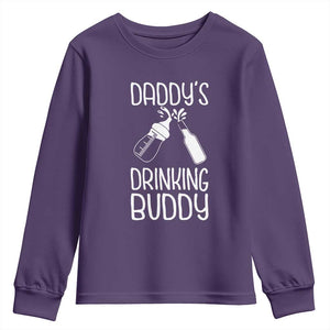 Daddy's Drinking Buddy Youth Sweatshirt Funny Baby Shower Infants Outfit Newborn Gift TS10 Purple Print Your Wear