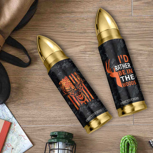Deer Hunting Bullet Tumbler I'd Rather Be In the Woods Camo American Flag TB10 Print Your Wear