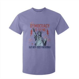 Democracy Is Dying But Hey Nice Fireworks Statue of Liberty T Shirt For Kid Funny 4th Of July Retro TS02 Violet Print Your Wear
