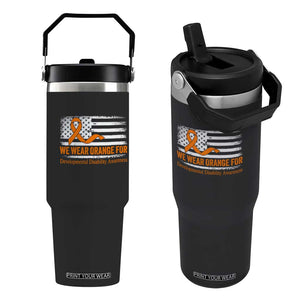 Developmental Disability Awareness Flip Straw Tumbler US American Flag We Wear Orange TS02 One Size: 30 oz Black Print Your Wear