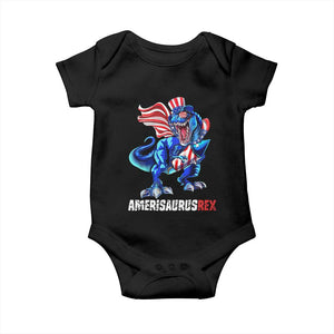 Dinosaur 4th of July Baby Onesie Funny Boys Kids Patriotic TS10 Black Print Your Wear