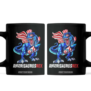 Dinosaur 4th of July Coffee Mug Funny Boys Kids Patriotic TS10 Black Print Your Wear