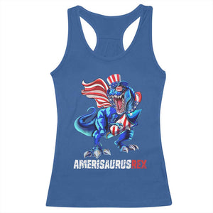 Dinosaur 4th of July Racerback Tank Top Funny Boys Kids Patriotic TS10 Royal Blue Print Your Wear