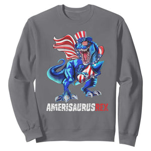 Dinosaur 4th of July Sweatshirt Funny Boys Kids Patriotic TS10 Charcoal Print Your Wear