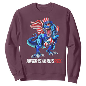 Dinosaur 4th of July Sweatshirt Funny Boys Kids Patriotic TS10 Maroon Print Your Wear
