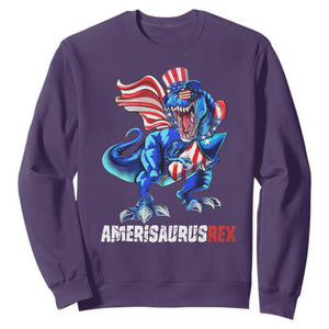 Dinosaur 4th of July Sweatshirt Funny Boys Kids Patriotic TS10 Purple Print Your Wear