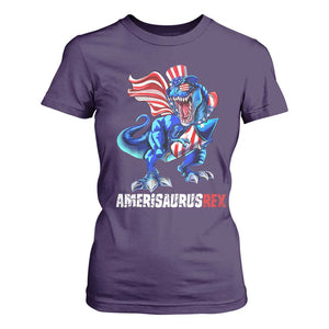 Dinosaur 4th of July T Shirt For Women Funny Boys Kids Patriotic TS10 Purple Print Your Wear