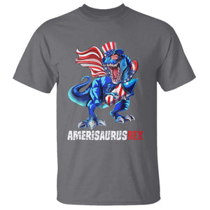 Dinosaur 4th of July T Shirt Funny Boys Kids Patriotic TS10 Charcoal Print Your Wear