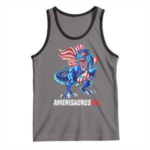 Dinosaur 4th of July Tank Top Funny Boys Kids Patriotic TS10 Deep Heather Black Print Your Wear
