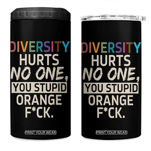 Diversity Hurts No One 4 in 1 Can Cooler Tumbler Equality and Inclusion Bold Statement TS02 One Size: 16 oz Black Print Your Wear
