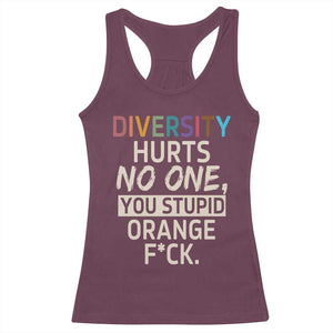 Diversity Hurts No One Racerback Tank Top Equality and Inclusion Bold Statement TS02 Maroon Print Your Wear