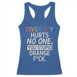 Diversity Hurts No One Racerback Tank Top Equality and Inclusion Bold Statement TS02 Royal Blue Print Your Wear