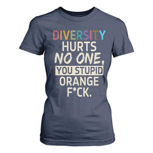 Diversity Hurts No One T Shirt For Women Equality and Inclusion Bold Statement TS02 Navy Print Your Wear