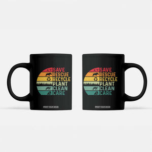 Earth Day Coffee Mug Save Bees Rescue Animals Recycle Plastic TS11 Black Print Your Wear