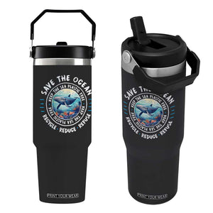 Earth Day Save The Ocean Humpback Whale Flip Straw Tumbler TS09 One Size: 30 oz Black Print Your Wear