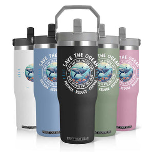 Earth Day Save The Ocean Humpback Whale Flip Straw Tumbler TS09 Print Your Wear