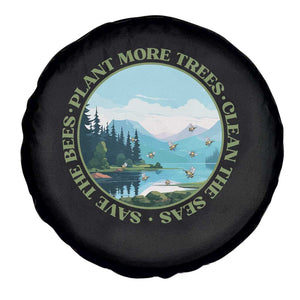 Earth Day Spare Tire Cover Save The Bees Plant More Trees Clean The Seas TS11 Print Your Wear