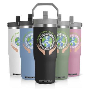 Earth Day Support Your Local Planet Flip Straw Tumbler Peace Sign Animals TS11 Print Your Wear