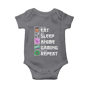 Eat Sleep Anime Gaming Repeat Baby Onesie Kawaii Otaku Anime Manga TS11 Charcoal Print Your Wear