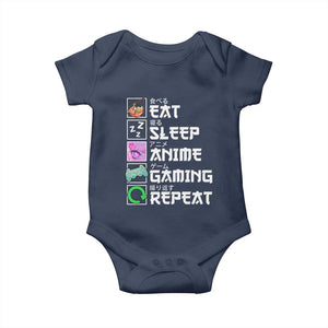 Eat Sleep Anime Gaming Repeat Baby Onesie Kawaii Otaku Anime Manga TS11 Navy Print Your Wear