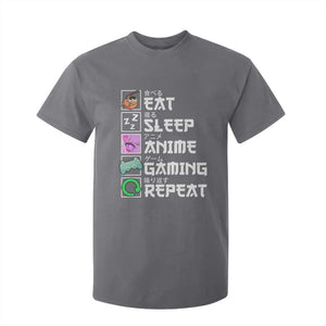 Eat Sleep Anime Gaming Repeat T Shirt For Kid Kawaii Otaku Anime Manga TS11 Charcoal Print Your Wear