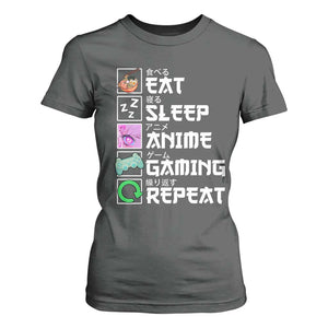 Eat Sleep Anime Gaming Repeat T Shirt For Women Kawaii Otaku Anime Manga TS11 Dark Heather Print Your Wear