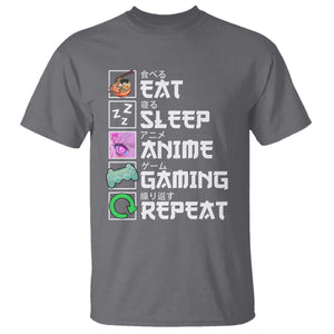 Eat Sleep Anime Gaming Repeat T Shirt Kawaii Otaku Anime Manga TS11 Charcoal Print Your Wear