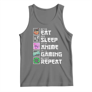 Eat Sleep Anime Gaming Repeat Tank Top Kawaii Otaku Anime Manga TS11 Black Heather Print Your Wear