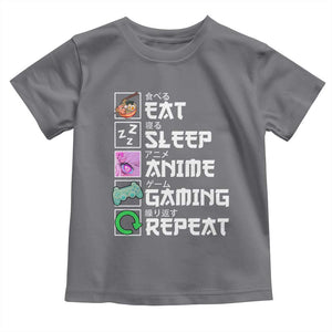 Eat Sleep Anime Gaming Repeat Toddler T Shirt Kawaii Otaku Anime Manga TS11 Charcoal Print Your Wear