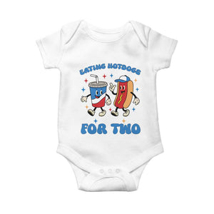 Eating Hotdogs for Two Baby Onesie Cute Pregnancy Announcement Patriotic 4th Of July TS02 White Print Your Wear
