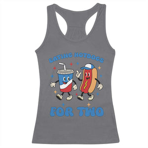Eating Hotdogs for Two Racerback Tank Top Cute Pregnancy Announcement Patriotic 4th Of July TS02 Charcoal Print Your Wear