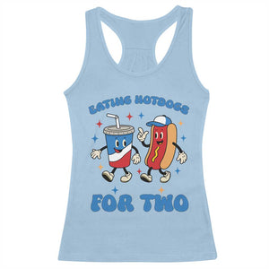 Eating Hotdogs for Two Racerback Tank Top Cute Pregnancy Announcement Patriotic 4th Of July TS02 Light Blue Print Your Wear