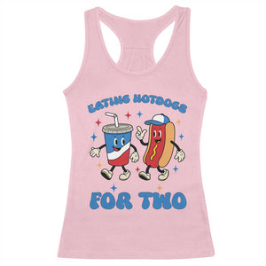 Eating Hotdogs for Two Racerback Tank Top Cute Pregnancy Announcement Patriotic 4th Of July TS02 Light Pink Print Your Wear