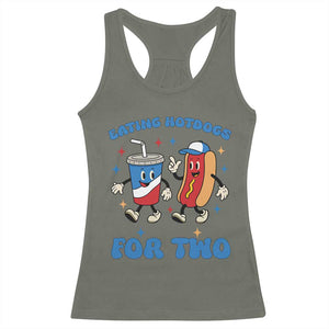 Eating Hotdogs for Two Racerback Tank Top Cute Pregnancy Announcement Patriotic 4th Of July TS02 Military Green Print Your Wear