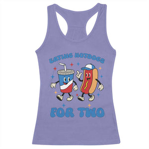 Eating Hotdogs for Two Racerback Tank Top Cute Pregnancy Announcement Patriotic 4th Of July TS02 Violet Print Your Wear