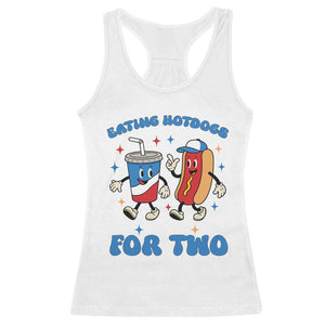 Eating Hotdogs for Two Racerback Tank Top Cute Pregnancy Announcement Patriotic 4th Of July TS02 White Print Your Wear