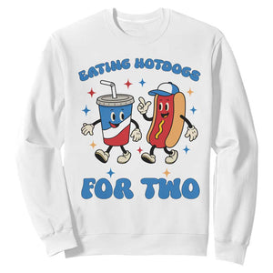 Eating Hotdogs for Two Sweatshirt Cute Pregnancy Announcement Patriotic 4th Of July TS02 White Print Your Wear