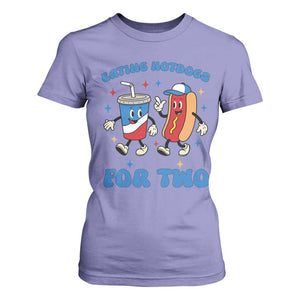 Eating Hotdogs for Two T Shirt For Women Cute Pregnancy Announcement Patriotic 4th Of July TS02 Violet Print Your Wear