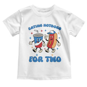 Eating Hotdogs for Two Toddler T Shirt Cute Pregnancy Announcement Patriotic 4th Of July TS02 White Print Your Wear