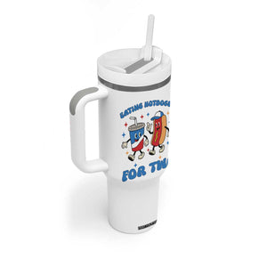 Eating Hotdogs for Two Tumbler With Handle Cute Pregnancy Announcement Patriotic 4th Of July TS02 Print Your Wear