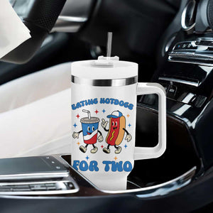 Eating Hotdogs for Two Tumbler With Handle Cute Pregnancy Announcement Patriotic 4th Of July TS02 Print Your Wear