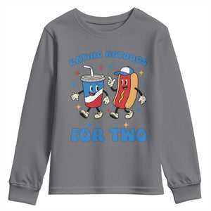 Eating Hotdogs for Two Youth Sweatshirt Cute Pregnancy Announcement Patriotic 4th Of July TS02 Charcoal Print Your Wear