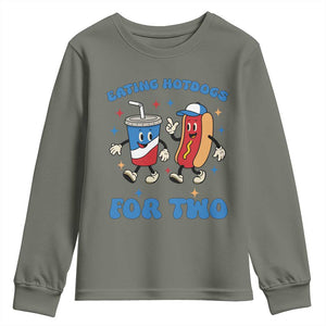 Eating Hotdogs for Two Youth Sweatshirt Cute Pregnancy Announcement Patriotic 4th Of July TS02 Military Green Print Your Wear