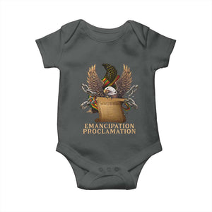 Emancipation Proclamation Baby Onesie Juneteenth End of Slavery Bald Eagle TS11 Dark Heather Print Your Wear