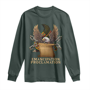 Emancipation Proclamation Long Sleeve Shirt Juneteenth End of Slavery Bald Eagle TS11 Dark Forest Green Print Your Wear